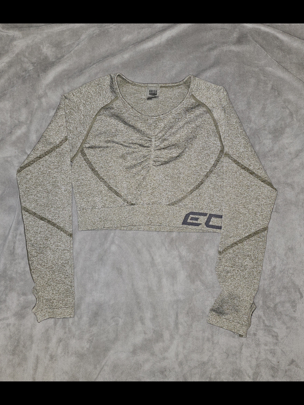 Heathered Olive Long Sleeve Cropped Top